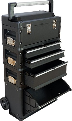 ASS Metall Werkzeugtrolley Werkstattwagen XXL Type: C1-B BLACK EDITION schwarz mit Schubladenverriegelung und Schloss