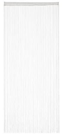 Relaxdays Tenda a Fili Bianca, Accorciabile, con Passanti, per Porte e Finestre, 90 x 245 cm, Bianca