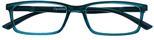 OPULIZE See - Lunettes de Lecture Anti-Lumière Bleue Monture Étroite Charnières à Ressort Améliore le Sommeil Jeux Ordinateur Turquoise Transparentes Hommes Femmes B9-Q+2.50
