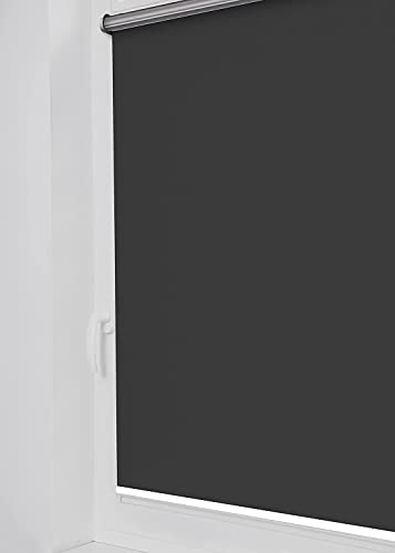 Tom'Shop® Verdunkelungsrollo Klemmfix ohne Bohren[Schwarz, 75cm x 220cm] Seitenzugrollo Thermorollo Klemmrollo mit Klemmträger Fensterrollo Super Blackout Rollo