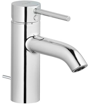 KLUDI BOZZ Waschtischarmatur (382700576) inkl. Zugstangen-Ablaufgarnitur, Einhandmischer 75 mm, Wasserhahn Bad, Chrom, 1-Loch Montage, 5 l/min, Keramik-Kartusche
