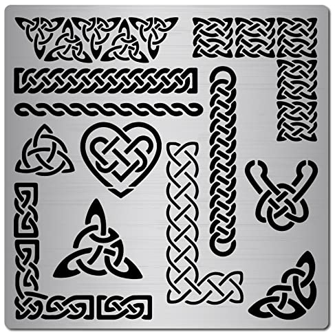 GORGECRAFT 6.3-Zoll-Metall-Triquetra-Knoten-Schablonen-Vorlagen Wikinger-Symbol Wicca Wiederverwendbare Schablonen Zum Malen Auf Holz-Wand-Leinwand-Möbeln, Holzverbrennung, Brandmalerei Gravur