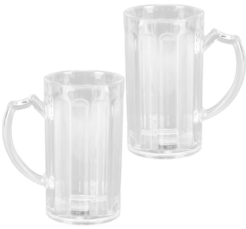 Beufee 2Pcs Beer Mug, 500ML Beer Glass Mugs Large Capacity Mug Pub Glass Beer Mugs with Handle Heavy Base Fun Entertainment Beverage Drinking Cups for Water Wine Cold Drinks
