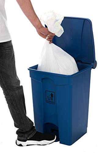 Curvaso Premium 68L Blue Foot Pedal Bin | Hands-Free Step On Waste Dustbin for Kitchen, Office, Home & Commercial | Large Recycling Trash Can Indoor Outdoor Use