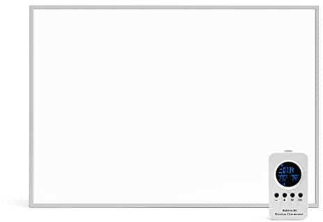 ULCANO Pannello Radiante Infrarossi a CRISTALLI di CARBONIO, 600W 100x60 cm, Comfort Termico (non secca l’aria) Basso Consumo, Max Efficienza, ALLUMINIO, Mod. ALU ECO PRO + Telecomando Termostato