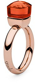 Qudo Firenze Stainless Steel Rose Coloured Ring with Hyacinth Stone (Red), Glass stone