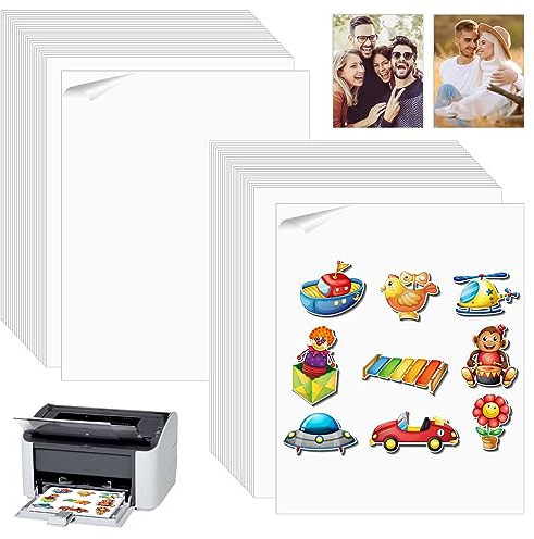 50 Blatt Wasserdichtes Bedruckbares Vinyl-Aufkleberpapier Weißes A4 Aufkleber Druckepapier Selbstklebende Vinylfolie Aufkleberpapier zum Bedrucken für Tintenstrahldrucker-21×30cm