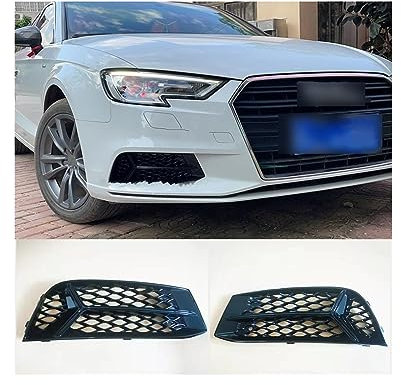 LUISAS Nebelscheinwerfer Gitter für Audi A3 2017 2018 2019 2020,Vorne Links Rechts Unteren Stoßstange Nebelscheinwerfer Grill Abdeckung Trim
