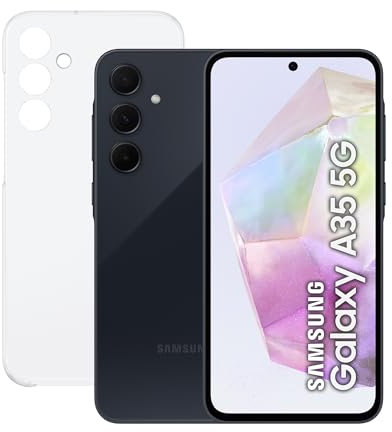 Samsung Galaxy A35 5G 128GB + Funda Transparente - Teléfono Móvil Android, Smartphone Libre, 6GB RAM, Batería 2 Días de Duración, Cámara 50MP, Negro (Versión Española)