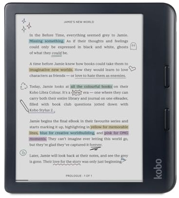 Kobo Libra Colour | eReader | 7 Glare-Free Colour E Ink Kaleido 3 Display | Dark Mode Option | Audiobooks | Waterproof