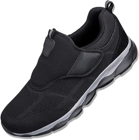 AZMAHT Scarpa Uomo per Piedi Gonfi Confortevole Sneakers Casual all'Aperto Scarpe Uomo a Strappo Ginnastica Tennis Fitness Camminata per Persone anziane diabetiche,Nero,44/270mm