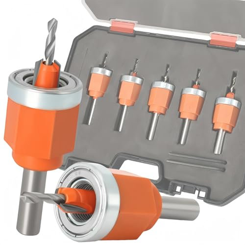 Magicbox Kegelsenker-Bohrer mit Senker Set 5 Stück, Senkbohrer für Holz & Metall，Präzisions Bohrsenker mit Tiefenanschlag inkl. Sechskantschaft & Vorbohrer, Senkbohrer Set