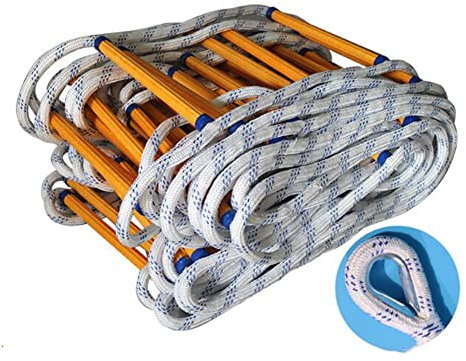 PNAJFUEL Feuerflucht-Seilleiter 2-6 Stockwerk Feuerwehr-Rettungsleiter Flammenbeständig Notfall Feuerrettung Training Flucht Seil/8M/26Ft