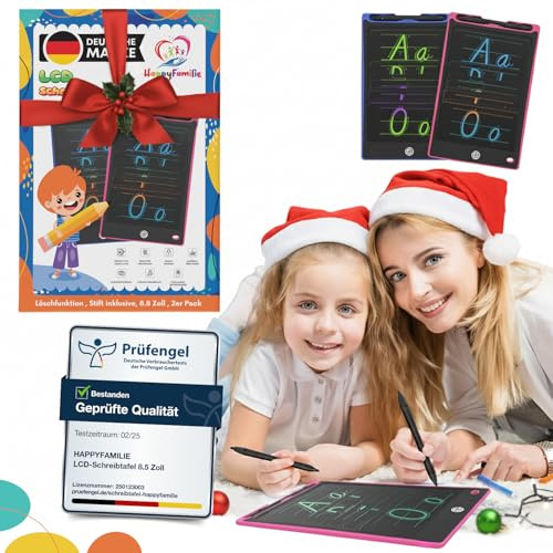 LCD-Schreibtafel für Kinder – 2er Pack, 8,5 Zoll – Zaubertafel zum Malen & Schreiben – wiederverwendbar, sicher, Reise-Spielzeug mit Lerneffekt ab 2 Jahre