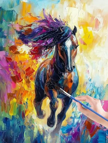 Graffiti malen nach zahlen, malen nach zahlen erwachsene Pferd, malen nach zahlen leinwand mit Pinsel und Acrylfarben für Anfänger und Kinder, Home Deko aesthetic, Geschenk -40 x 50 cm Rahmenlos 47-5