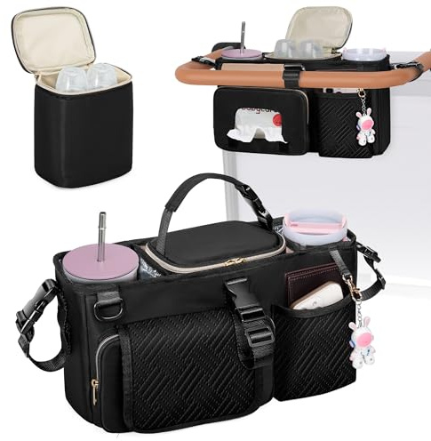 Prokva Stroller Organiser Compatible with WONDERFOLD W2 Buggy Bag, Black