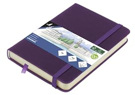 Skizzenbuch Kangaro A6 Purple Heart PU Hardcover 80 Blatt 140 Gramm cremefarbenes Papier mit Gummiband und Band