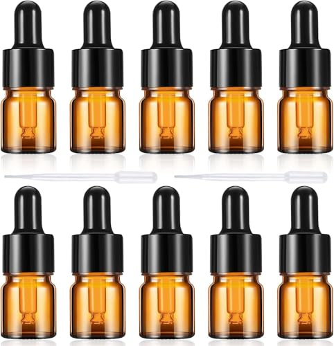 BSTDAYEVER Pipettenflaschen 2ml Flasche Fläschchen mit Pipette Antischock | 10Stk Dropper Bottle Tropfflasche 4.3×1.6cm Apothekerflasche Korrosionsbeständig Für Ätherisches Öl Aromatherapie Massage