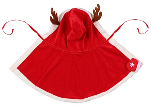 Toddmomy Hundemantel Aus Fleece Mit Kapuze Weihnachtskostüm Für Haustiere Festliches Geweihmotiv Bequeme Hundebekleidung