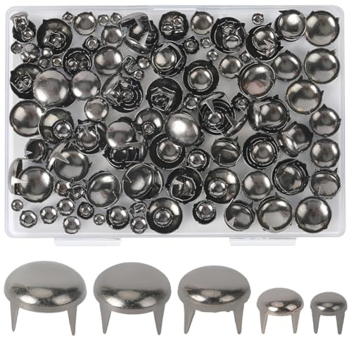 GORGECRAFT 200pcs 4/6/8/10/12mm Rivets à Griffes Têtes de Clous Rondes en Forme de Dôme Clous à Pointes Métal Bronze Punk Tête de Champignon Clou à 4 Griffes pour Tissu Chaussures Sacs Jeans