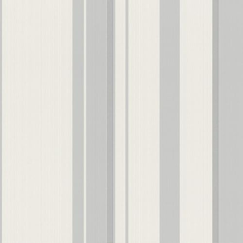 Rasch Papier peint 218213 - Avec rayures de différentes largeurs - Gris - 10,05 m x 0,53 m (L x l)