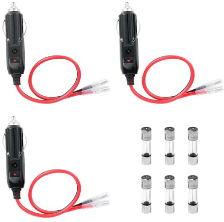 3 Stück Zigarettenanzünder Stecker 12V/24V mit LED und Sicherung 10A 15A, 16AWG Kabel, KFZ-Zigarettenanzünder, 12V Autostecker für Auto, Wechselrichter, Luftpumpe