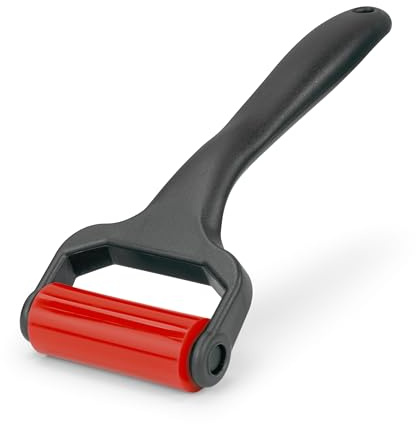 Dynavox WR-50 rullrengörare för vinylskivor, silikonrengöringsskoter för effektiv dammborttagning och rengöring av vinylplattor, 5 cm breda, svart/röd