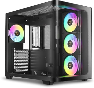 Iota C70 BK Curve ARGB Boitier PC Gaming ATX,Vue Panoramique Incurvée 270° | Real-Time Temp Display,4 Ventilateurs PC PWM Préinstallés,High Airflow Ventilation,Double Chambre,ATX/MATX/ITX