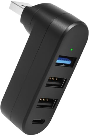 4 Puertos Hub USB Mini Splitter Adaptador Multiport con 1x 5Gbps USB 3.0+ 2X 2.0+ 1x Tipo-C Distribuidor Giratorio 180° para MacBook Portátil Impresora Teclado Ratón Smartphones