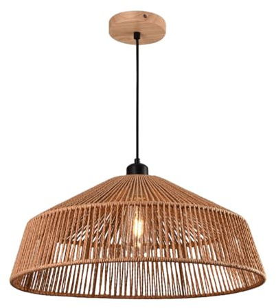 Vetrineinrete® Lampadario a sospensione con corda intrecciata rattan attacco E27 stile boho chic bohemien Ø 40 e 50 cm (Diametro 40 cm)