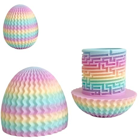 Mystery Egg Puzzle Box 8 cm 3D Molesto Caja de Regalo con Juego de Laberinto Compartimento Oculto Pascua Divertido Pensamiento Tarea Reutilizable Sorpresa Dinero Puzzle Caja para Cumpleaños Pascua (B)