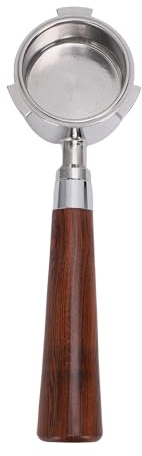 Yctze Oreilles de Porte-filtre sans Fond de 51 Mm Porte-filtre sans Fond avec Oreilles de 51 Mm avec Panier Amovible en Acier Inoxydable à 2 Tasses, Poignée en Bois Compatible avec la Machine