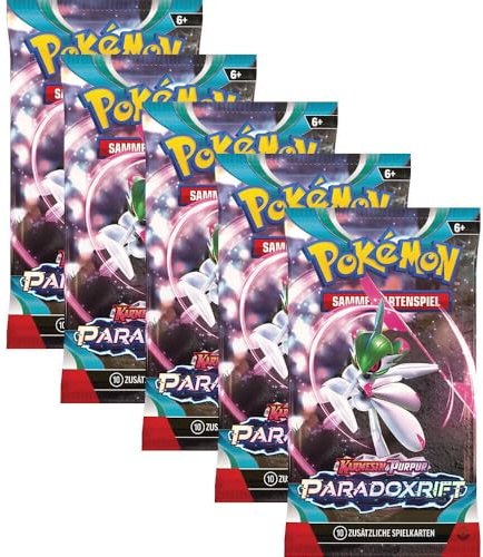 Pokemon Karmesin & Purpur – Paradoxrift 5 Booster Packs - Deutsch NEU & OVP und BB-Toy-Trades-Toploader