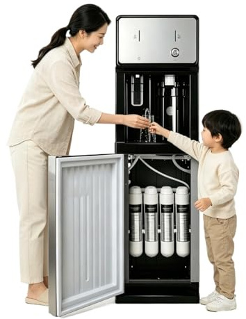 Dispensador De Agua 3 En 1 Sin Botellas Conectado A La Red con Filtración De 4 Etapas,Enfriador De Agua Caliente Y Fría para Guarderías,Preescolares Y Hogares,Reemplazo Fácil De Filtros