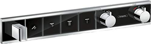 Hansgrohe Thermostat Unterputz rainSelect Fertigset 4 Verbraucher schwarz/Chrom, 15357600