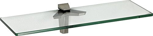 ib style® Glasregal 8mm | inkl. 2 Clips Duo Edelstahloptik |12 Größen|3 Dekore| Klar | 60x15 cm