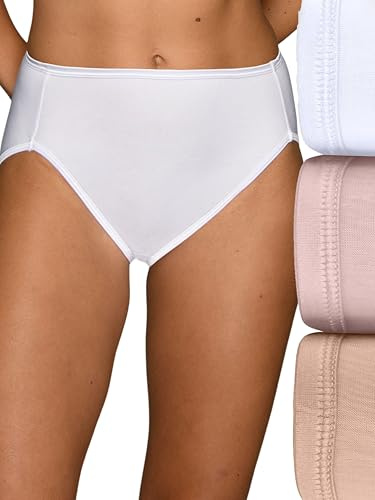 Vanity Fair Women's Illumination Hi Cut Panty 13108, White/Quartz/Beige, 8
