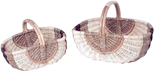 Kobolo Rattankorb Einkaufskorb geflochten Set zwei Größen Natur Braun
