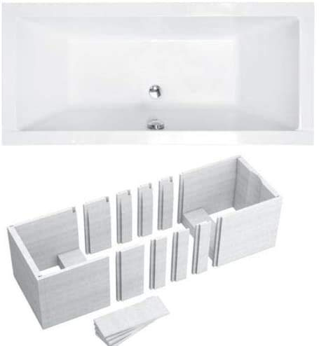 VBChome Badewanne 175x80 mit Wannenträger Ablaufgarnitur AB und ÜBERLAUF
