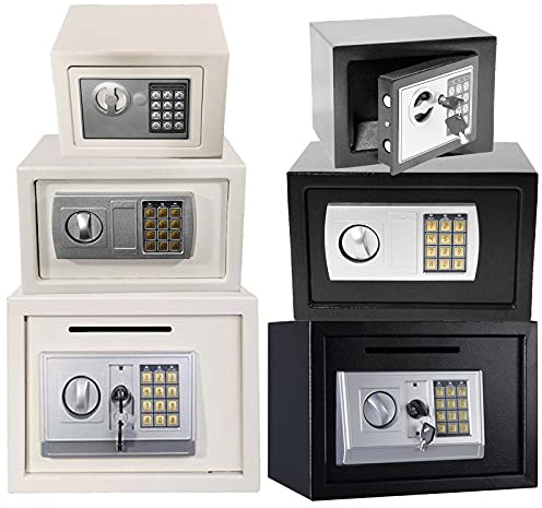 16 Litre Electronic Safe Box for Home Office Hotel Digital Steel Money Cash Safe with 2 Override Keys Hidden Lock High Security Storage Safe White