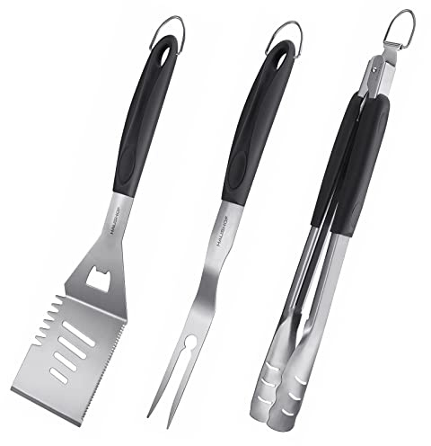 HAUSHOF Large Grill Accessories Heavy Duty BBQ Set Gifts for Men/Women - Premium Stainless Steel Spatula, Fork & Tongs, Barbecue Utensils Tool Kit Gift for Grilling Lover Outdoor