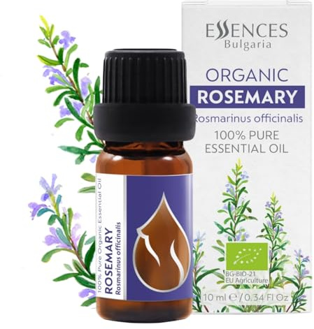 Essences Bulgaria BIO Ätherisches Rosmarinöl 10ml | Rosmarinus officinalis | 100% Naturrein | Unverdünnt | BIO-zertifiziert | Spitzenqualität aus Familienbetrieb | Ohne Gentechnik | Vegan