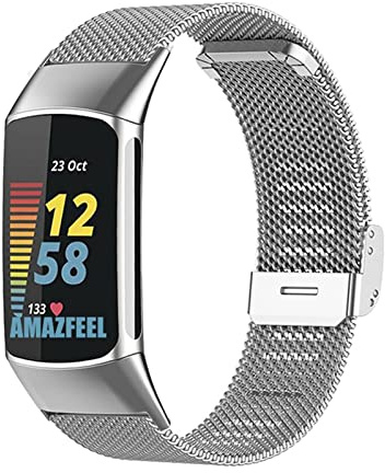 YOOSIDE Metallarmband för Fitbit Charge 6/Charge 5, rostfritt stål nät ersättningsarmband kompatibelt med Fitbit Charge 5 för kvinnor och män