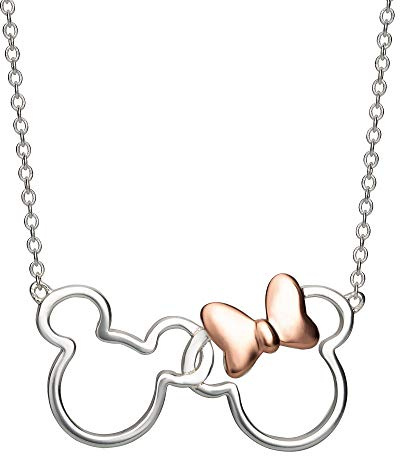 Disney Minnie und Mickey Silber & Roségold plattierte Halskette NF00287TL-18