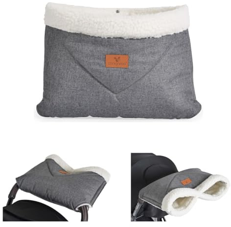 Cangaroo Kinderwagen-Handwärmer Luxe, Handmuff für Kinderwagen mit Verschluss grau