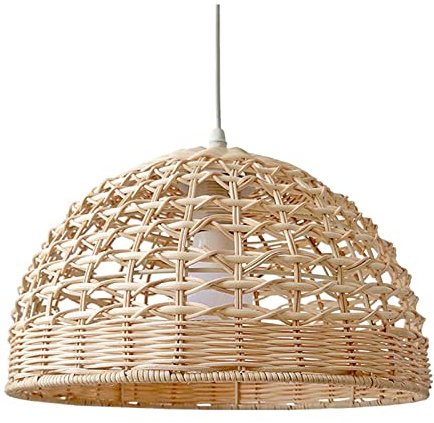 LOVIVER Abat-Jour en Rotin Lustre Jour Luminaire Rond Plafond Abat-Jour pour Chambre Salon Couloir