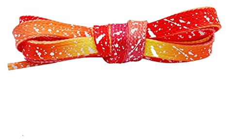 Chlikeyi Cordón Salpicado Tinta Luminoso Fluorescente Lona Zapatos Cordones Planos, Rojo, 150 cm