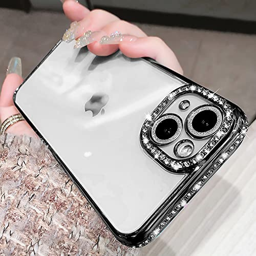 Tybiky iPhone 11-fodral, silikon bling, strass, reptåligt skyddsfodral för flickor, transparent stötsäker, stötdämpare, mobiltelefonfodral för iPhone 11, svart