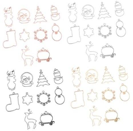 VILLCASE 40stücke Teiliges Hohle Weihnachtsrahmen Anhänger Aus Langlebiger Legierung Farbige Diy Formen Für Resin Schmuckherstellung Glänzende Charms Für Halskette Armband Und Schlüsselanhä