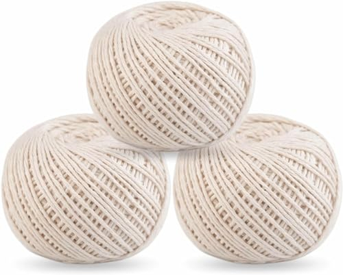 Baumwolle Hanf Faden Natürliche Jute Garten Hanf Faden Metzgerfaden Handwerk Dekorative Faden Kugel Faden Hanf Faden Bäckerfaden Küche Hanf Faden DIY Basteln Home Office (3er Pack)